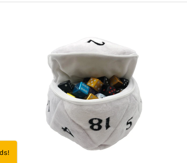 D20 Plush Dice Bag- White